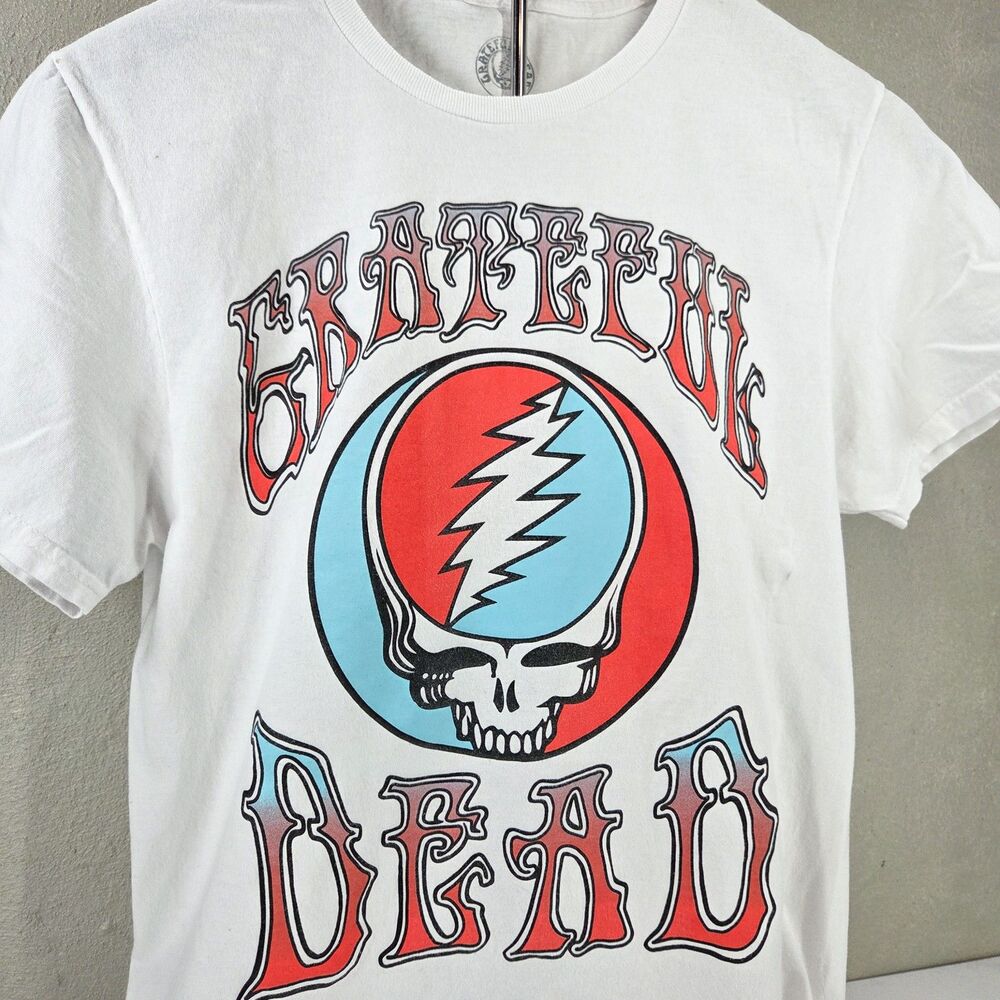Grateful Dead Steal Your Face Skull Logo Graphic T Shirt White Sz Small